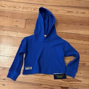 Polo Ralph Lauren Girls Cropped Hooded Sweatshirt Waffle Thermal New 3T